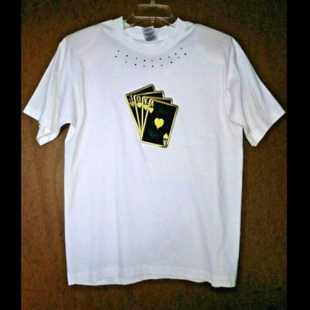 Playing cards Poker T shirt SINGLE STITCH VTG